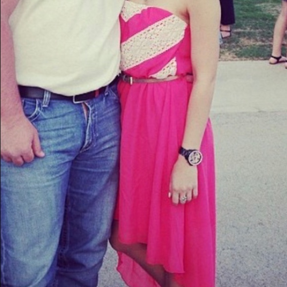 Pink strapless dress